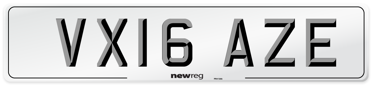 VX16 AZE Number Plate from New Reg